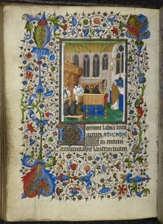 <span class="caption">A funeral mass, with mourners, from a Book of Hours.</span> <span class="attribution"><a class="link " href="https://www.bl.uk/catalogues/illuminatedmanuscripts/ILLUMIN.ASP?Size=mid&IllID=58982" rel="nofollow noopener" target="_blank" data-ylk="slk:The British Library;elm:context_link;itc:0;sec:content-canvas">The British Library</a></span>