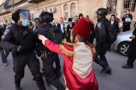 Israeli police patrol the streets during the Jewish holiday of Purim in Jerusalem