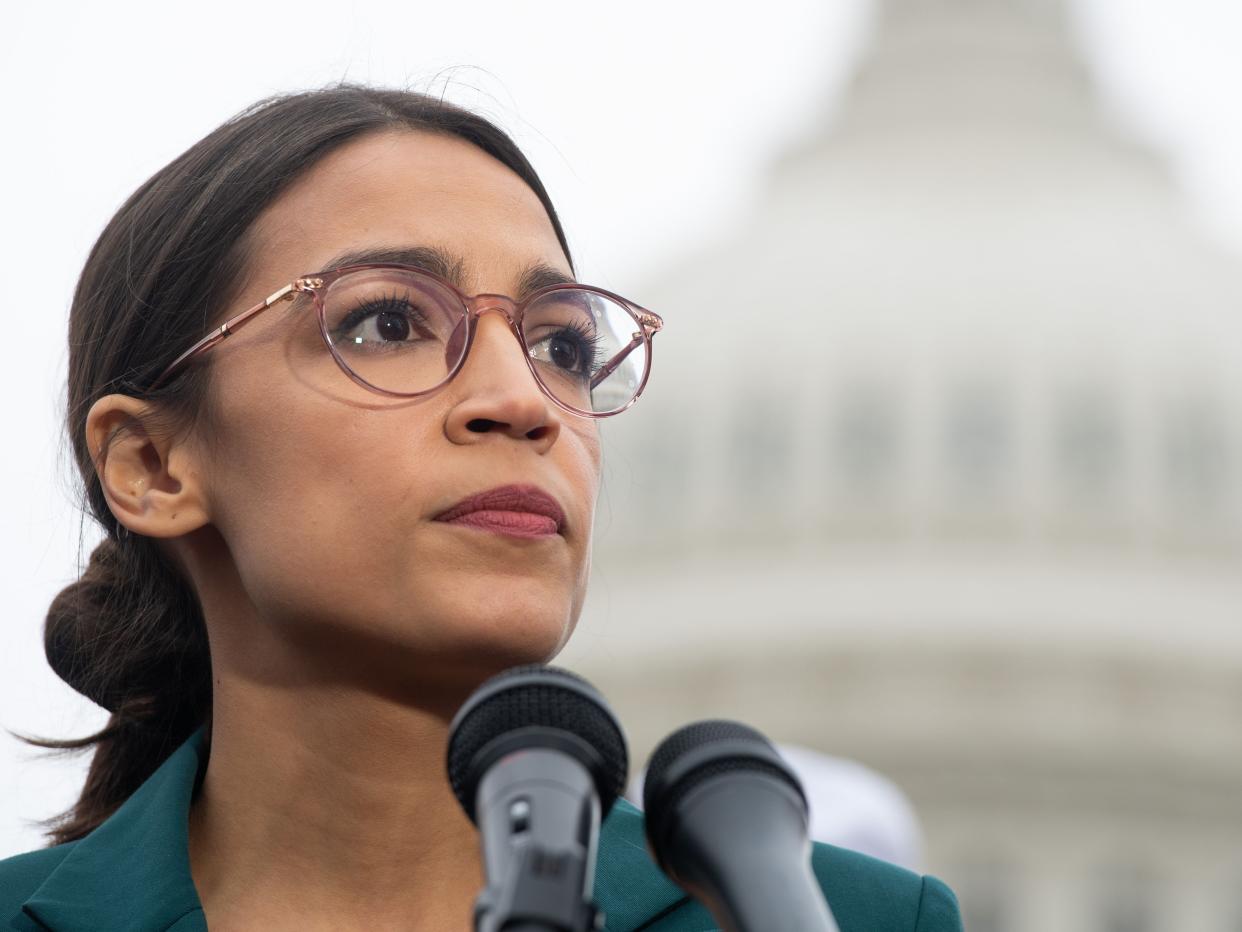 Alexandria Ocasio-Cortez was reelected to her New York congressional seat by a large margin this week by a large margin, early results showed (AFP via Getty Images)