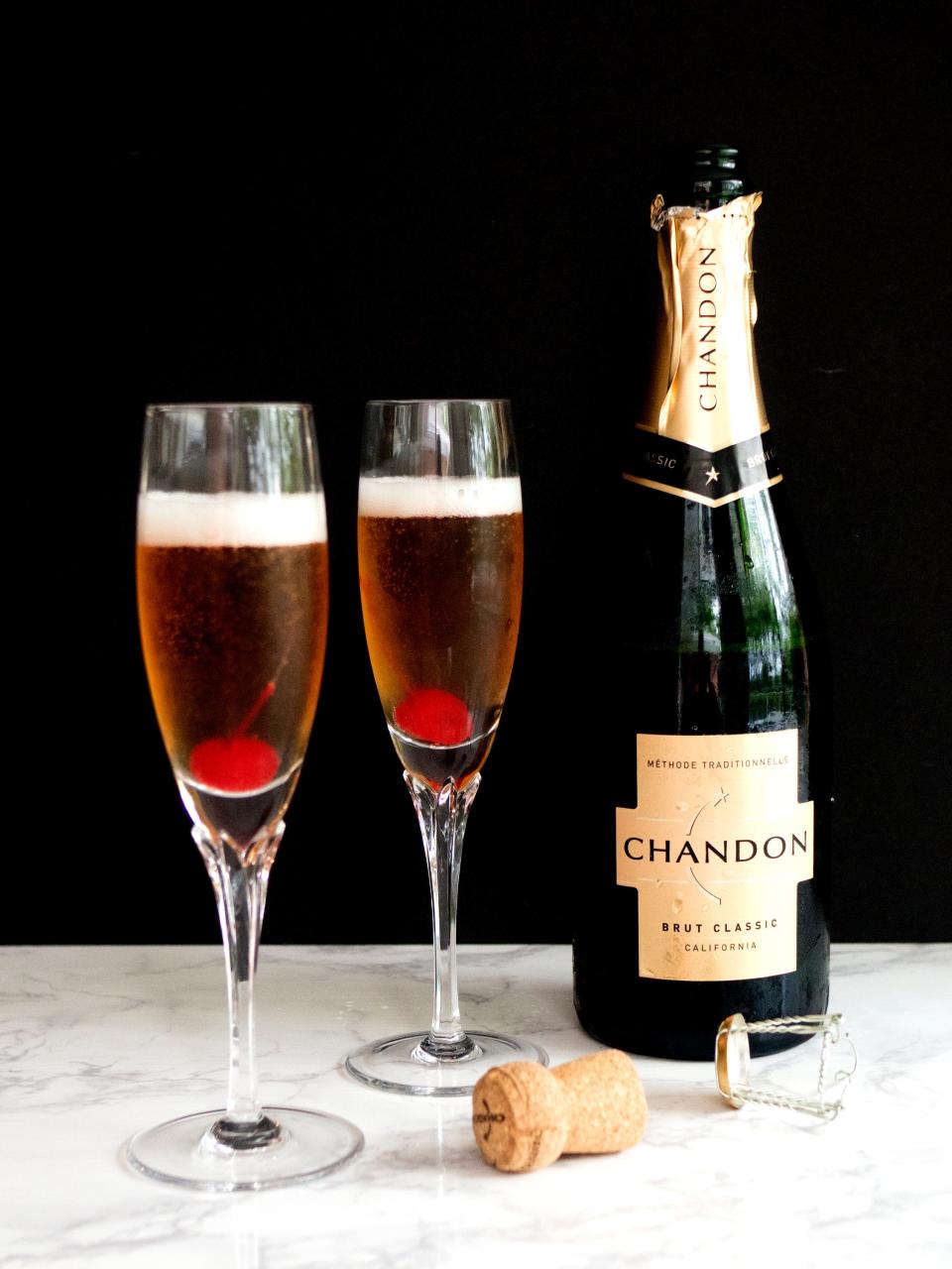 Raise your glass and bid farewell to 2019 and welcome in 2020 with Kir Royale,  a classic French champagne cocktail consisting of crème de cassis and champagne.