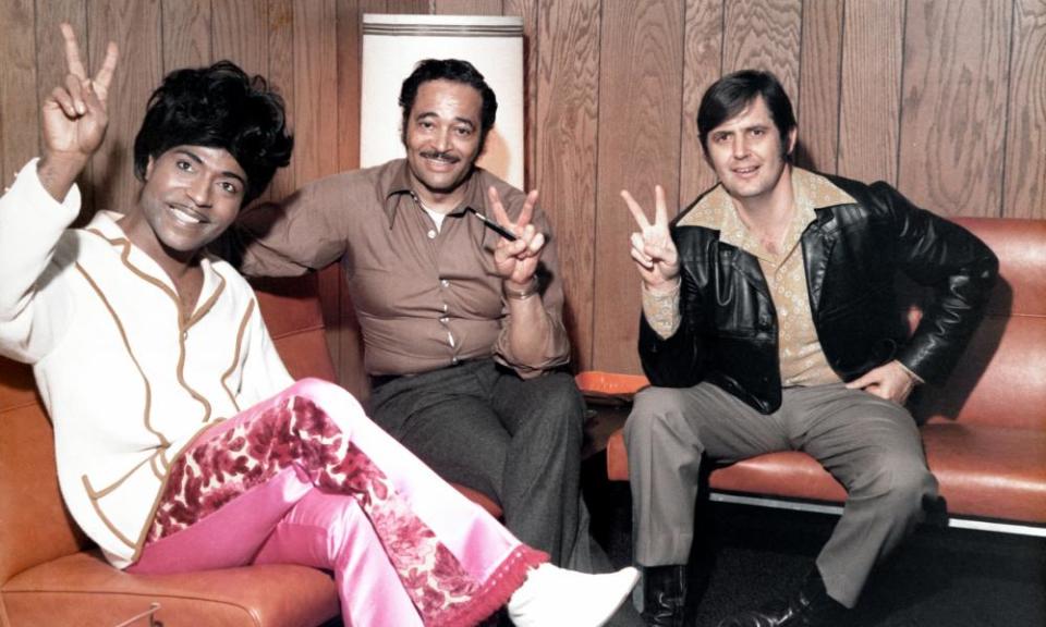 Rick Hall, right, with Robert “Bumps” Blackwell and Little Richard, left, at Fame Studio, Muscle Shoals, Alabama, 1970.