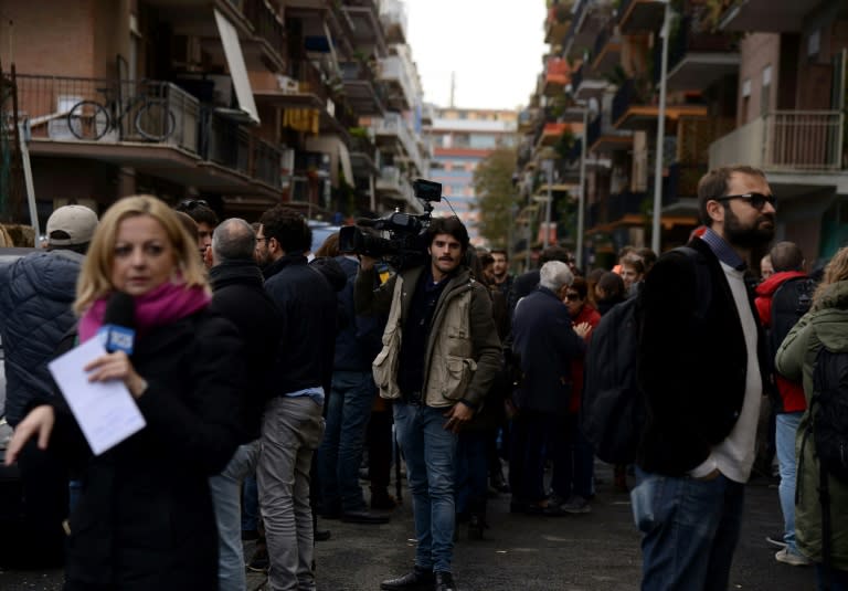 Italian journalists demonstrate in Ostia on Friday to defend freedom of speech