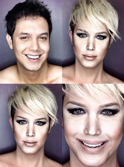 Makeup artist Paolo Ballesteros transforms himself into Jennifer Lawrence.