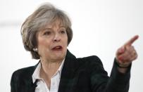 Britain's Prime Minister Theresa May gestures as she delivers a speech on leaving the European Union at Lancaster House in London, Tuesday, Jan. 17, 2017. (AP Photo/Kirsty Wigglesworth, pool)