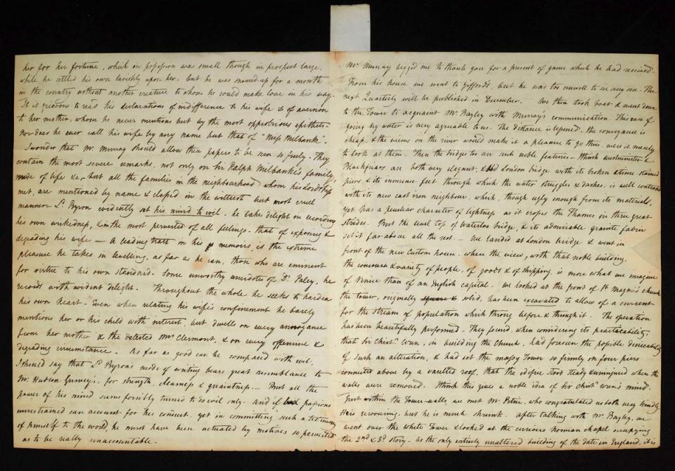 Page two of the letter Elizabeth Palgrave writes to her father, Dawson Turner (Trinity College/PA)