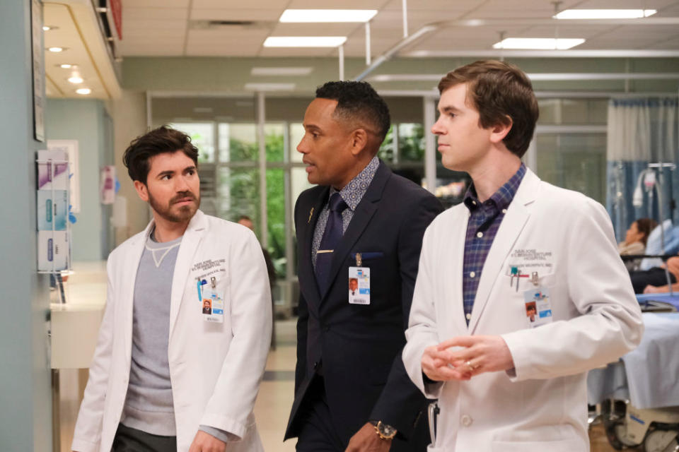 Harper, center, with Noah Galvin and Freddie Highmore from a 2023 episode of "The Good Doctor"<span class="copyright">Jeff Weddell—ABC via Getty Images</span>
