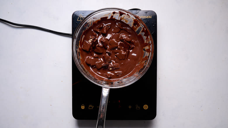 melting chocolate over boiling water