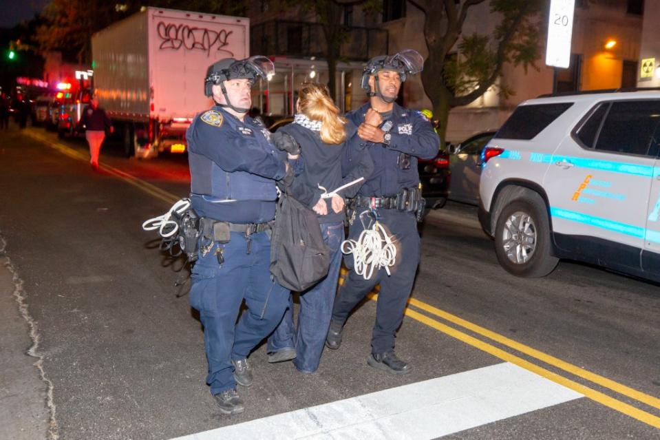 A number of protesters were arrested near the City College of New York in West Harlem on Tuesday night. William Miller