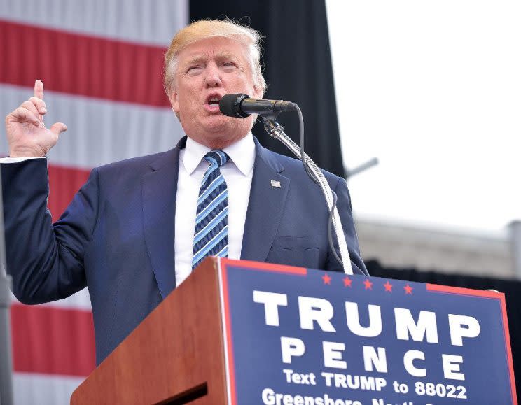 Donald Trump speaks during a campaign rally in Greensboro, N.C. (Photo: Laura Greene/The Enterprise via AP)