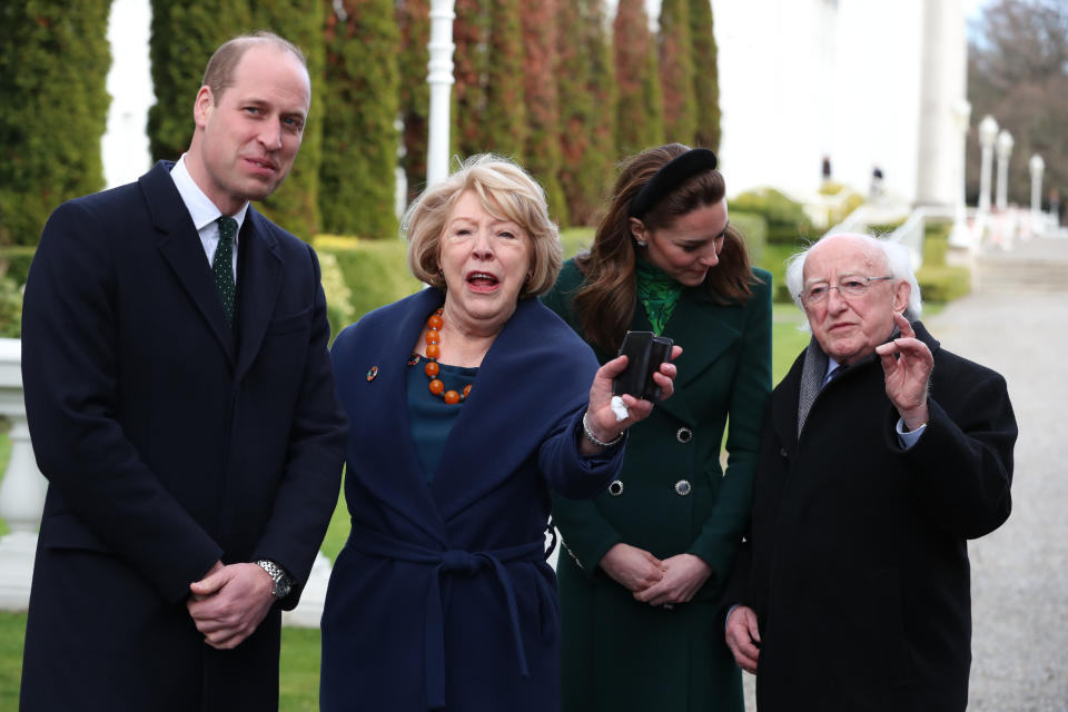 The duke and duchess are charmed by President Michael D Higgins and his wife Sabina Coyne, in Dublin. (Press Association)