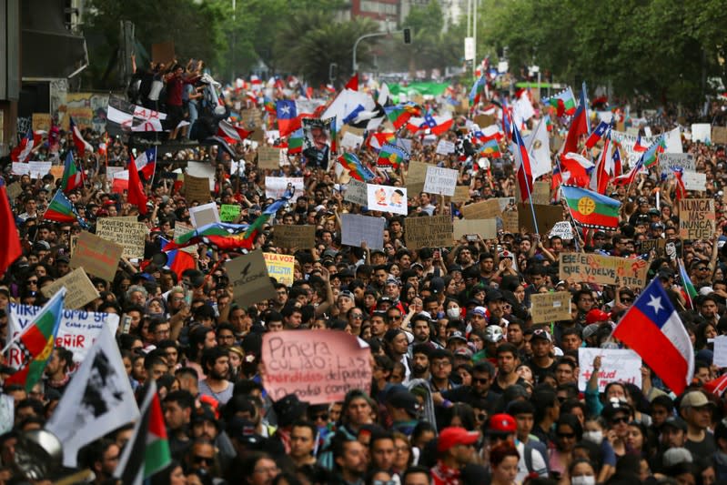 Protest against Chile's state economic model in Santiago