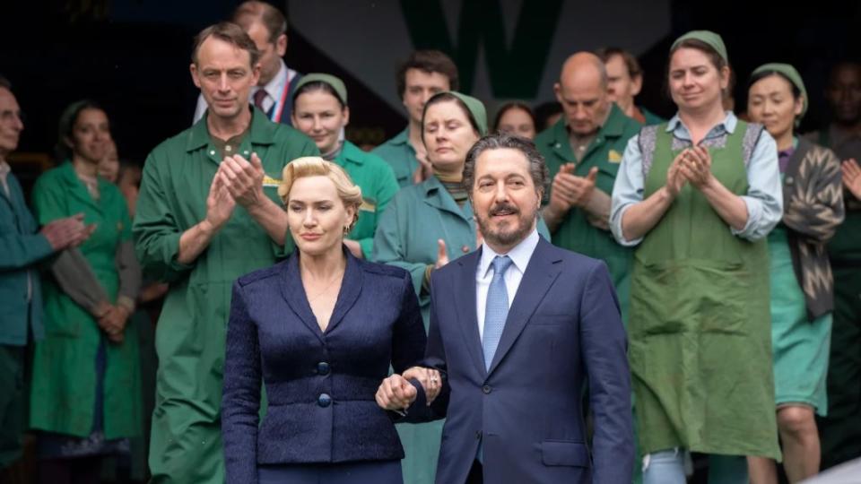 Kate Winslet and Guillaume Gallienne in “The Regime.” (HBO)