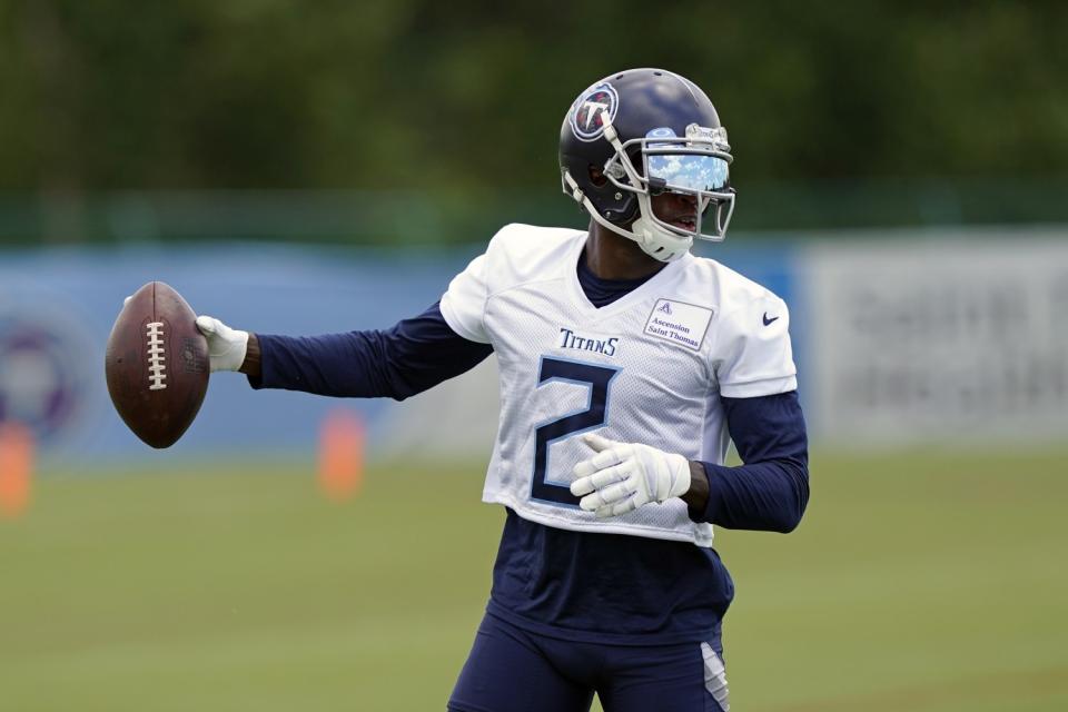 Tennessee Titans wide receiver Julio Jones runs a drill during team minicamp in June.