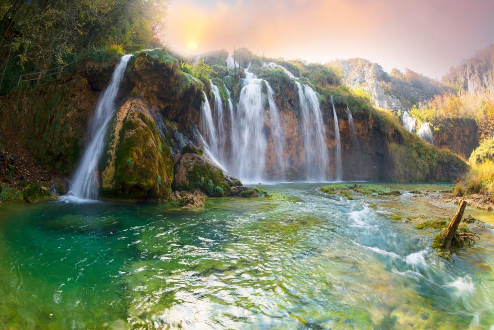 Plitvice Waterfalls in Croatia is one of the famous famous places in Europe.