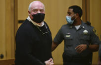 Michael Skakel appears for his hearing at Stamford Superior Court, Friday, Oct. 30, 2020, in Stamford, Conn. A Connecticut prosecutor says Kennedy cousin Michael Skakel, will not face a second trial in the 1975 murder of teenager Martha Moxley in Greenwich. (Erik Trautmann/Hearst Connecticut Media via AP, Pool)