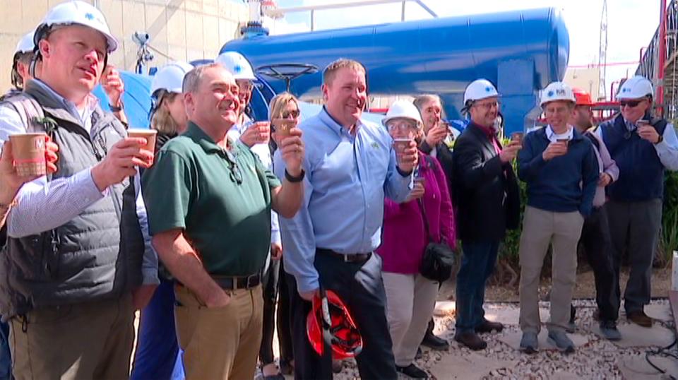 Members of Utah’s delegation drink desalinated water at the Sorek desalination plant in Palmachim, Israel, on Wednesday, March 29, 2023. | Ben Winslow, FOX 13 News