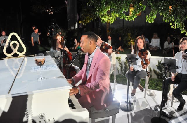 The singer launched his new rosé brand and performed at an intimate event in Beverly Hills on Thursday.