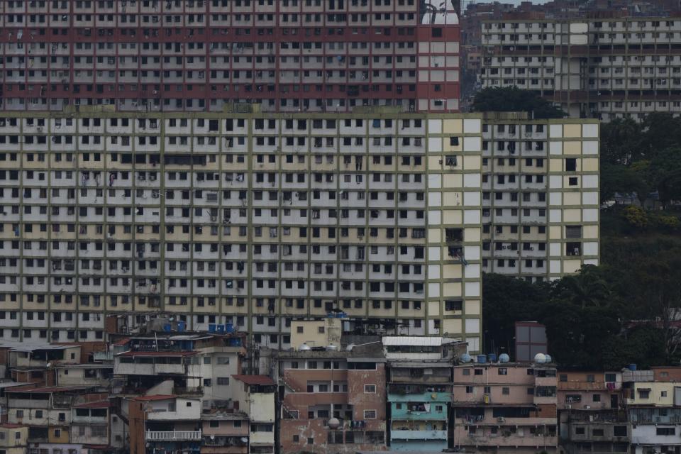 Apartment buildings known as the Blocks of 23 stand in the 23 de Enero neighborhood in Caracas, Venezuela, Monday, Sept. 12, 2022. (AP Photo/Ariana Cubillos)