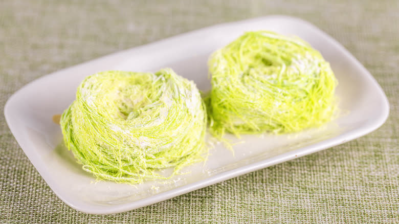 Green pulled sugar candy