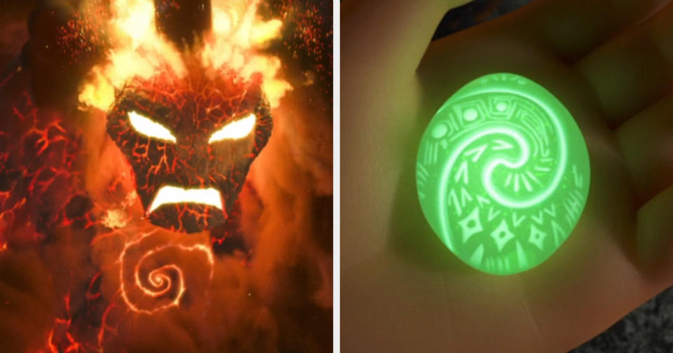 the glowing symbol next to the fiery, mad Te Ka