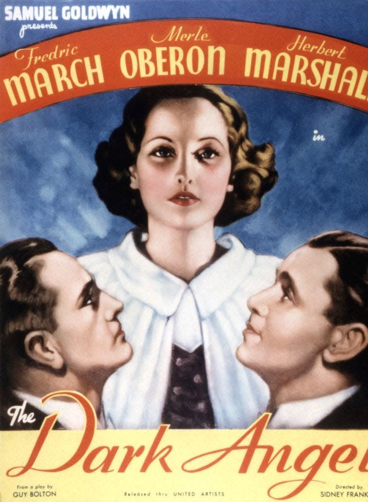 Movie poster for 'The Dark Angel" starring Merle Oberon (1935)
