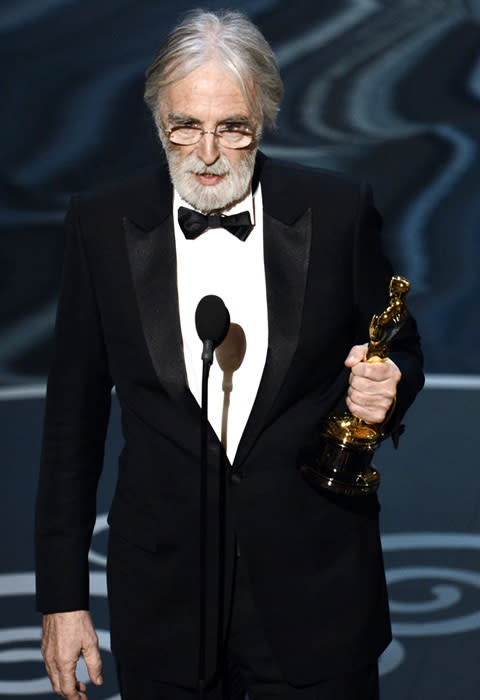 <p>Director Michael Haneke, Amour<br>Austrian Director Michael Haneke accepts the Best Foreign Language Film award for 'Amour'.</p>