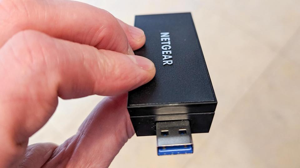 The USB port on Netgear's Wi-Fi 6E adapter