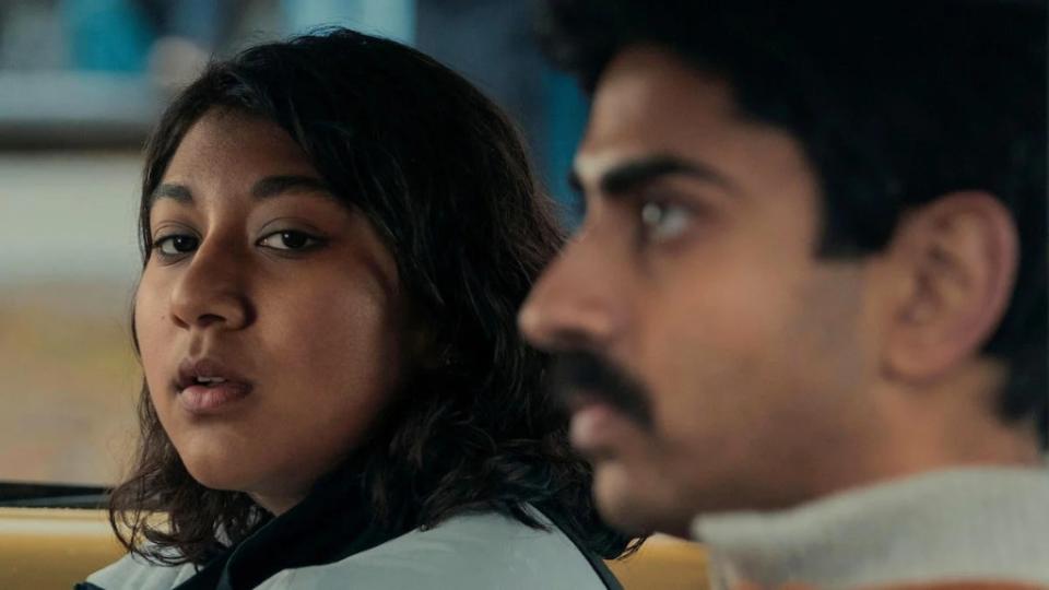 Vritika Gupta as Reena Virk and Anoop Desai as Raj in "Under the Bridge"