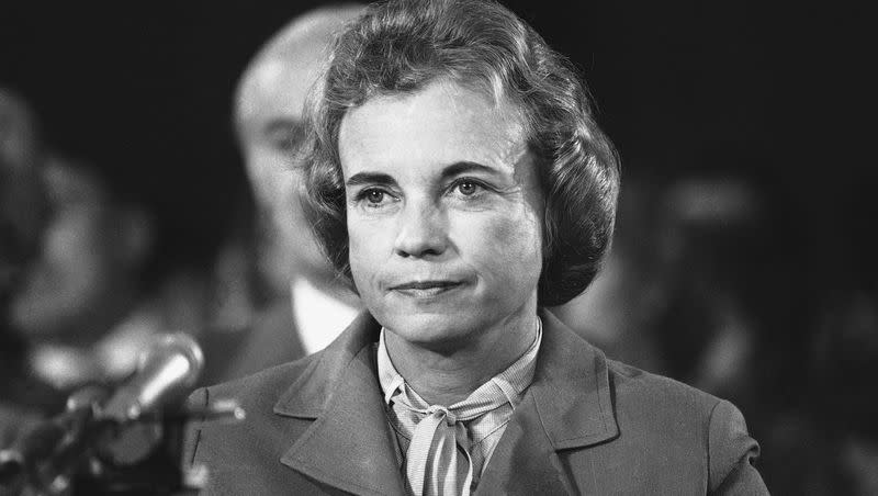 Judge Sandra Day O’Connor smiles as she arrives for the start of her confirmation hearings before the Senate Judiciary Committee in Capitol Hill in Washington for the post of Supreme Court Associate Justice, Sept. 9, 1981. O’Connor, who joined the Supreme Court in 1981 as the nation’s first female justice, has died at age 93.
