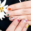 <p>Use floral nail stickers and jewels to do varnish-free nail art that's super pretty.</p>