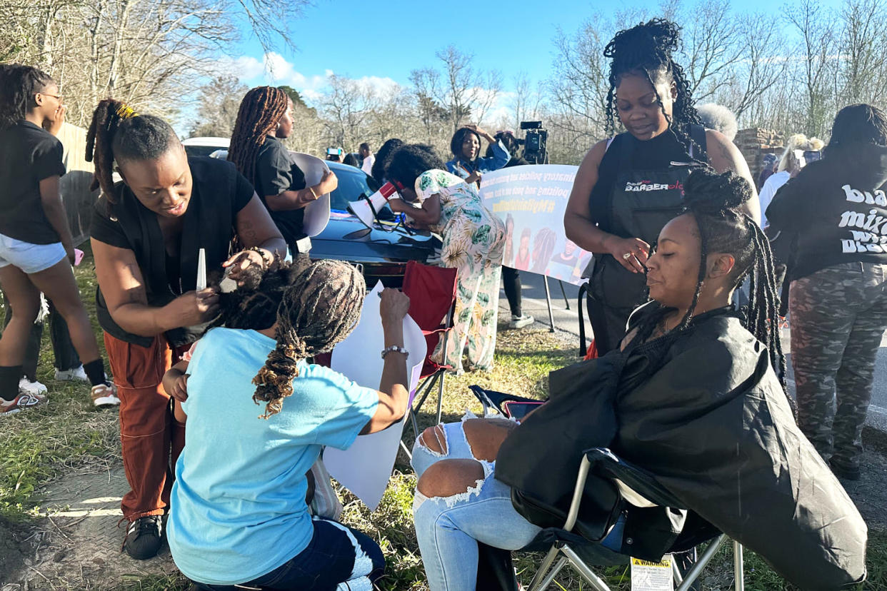 hair style school protest hair braiding (Char Adams / NBC News)