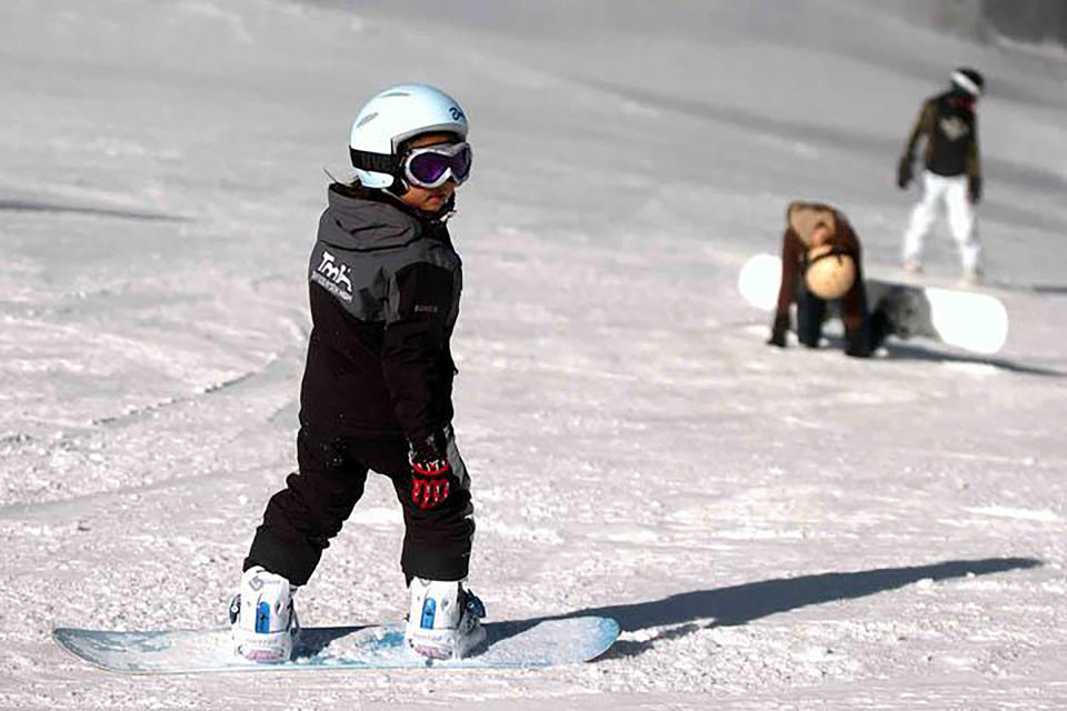 Kim, at age 6, snowboarding in California<span class="copyright">Courtesy Chloe Kim</span>