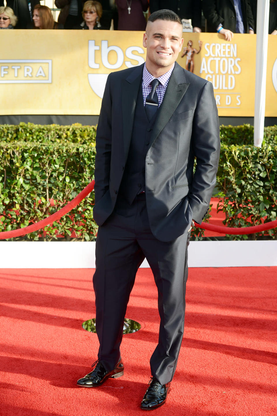 Mark Salling arrives at the 19th Annual Screen Actors Guild Awards at the Shrine Auditorium in Los Angeles, CA on January 27, 2013.