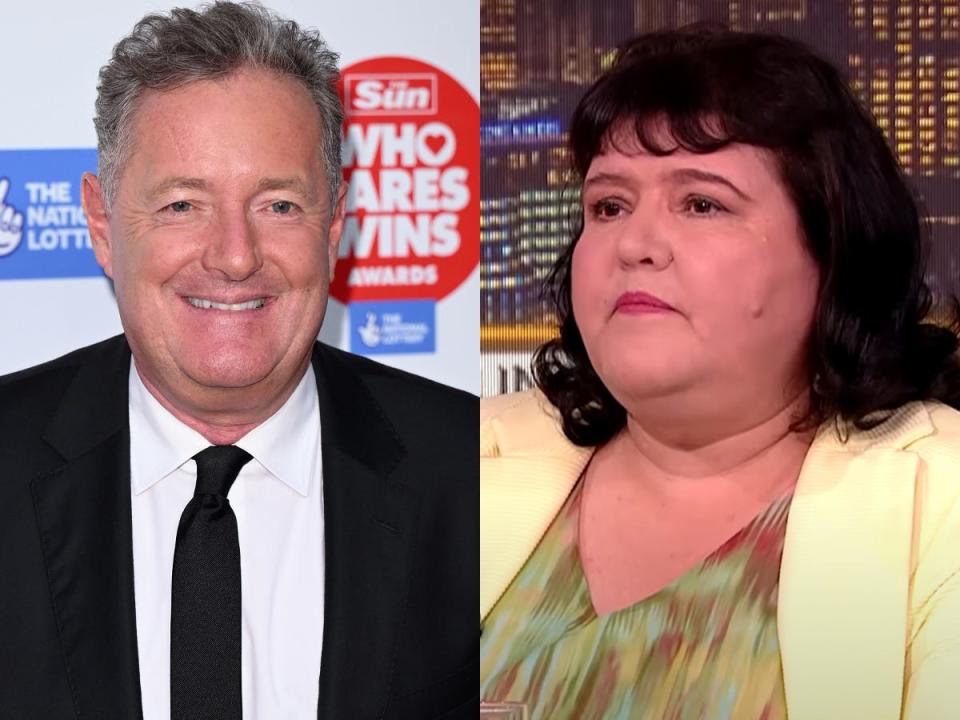 Piers Morgan at the "Who Cares Wins" Awards 2023, and Fiona Harvey on "Piers Morgan Uncensored."