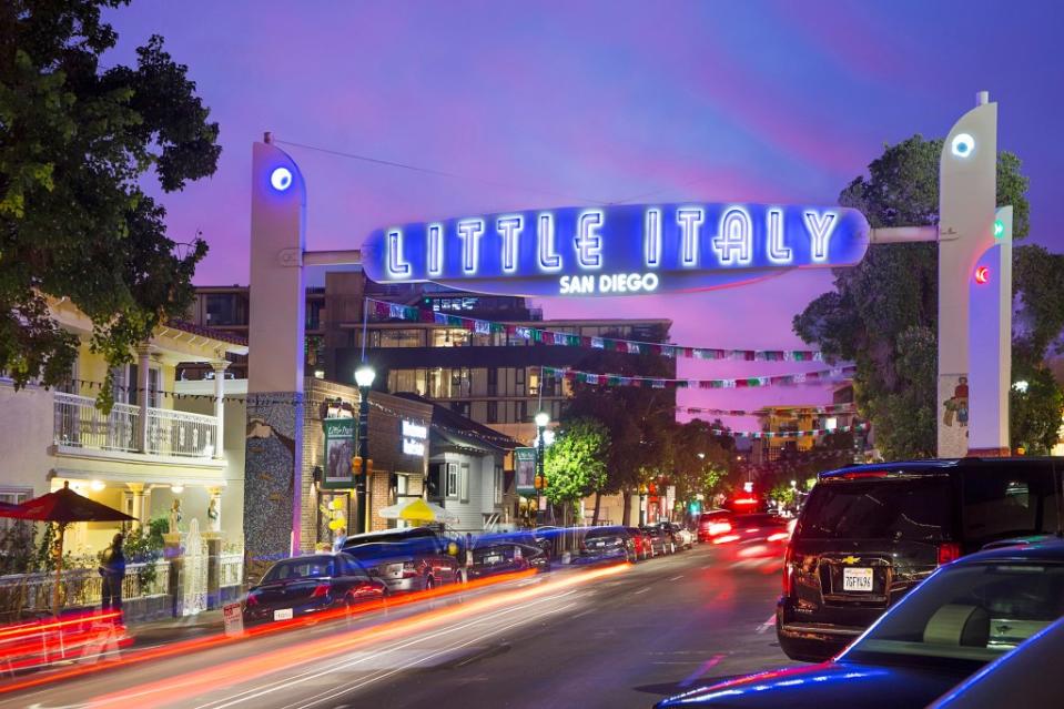 Little Italy Sign in San Diego CA via Getty Images