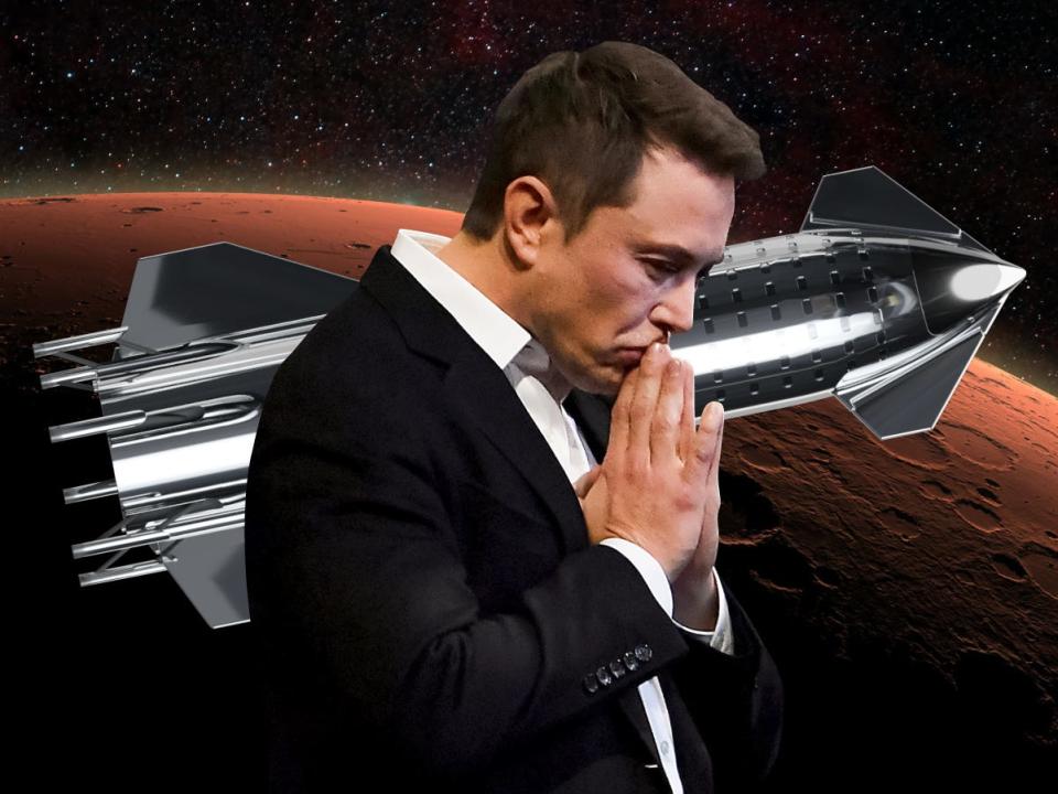 spacex starship spaceship steel mars rocket illustration elon musk 4x3