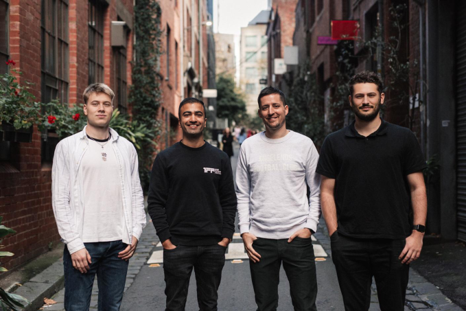 1FF founders Rohit Bhargava and Pete Davis with footballers Ondrej Sykora (left) and Jamil Skaik (right)