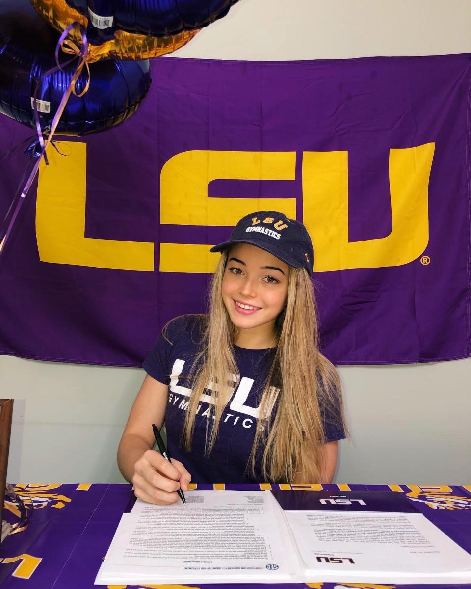 Hillsdale native Olivia Dunne signing her letter of intent to compete for LSU gymnastics.