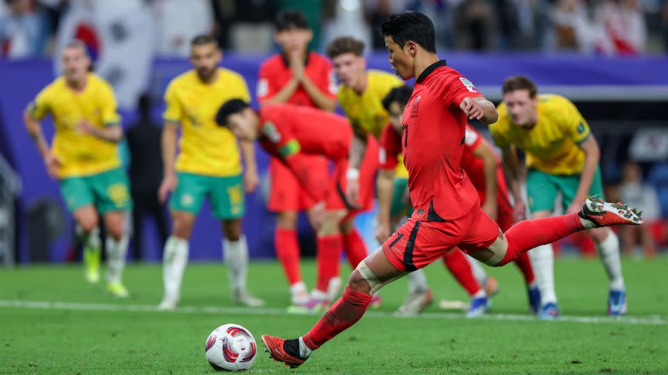 Hwang Hee-chan's penalty equalized for the <em>Taegeuk Warriors</em> deep into stoppage time. - Xia Bohan/VCG/Getty Images