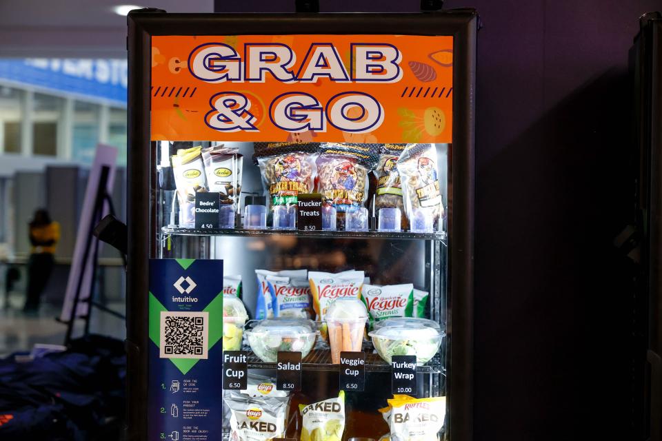 Snacks sit in a fridge before the May 15 Game 5 of the Western Conference semifinals between the Oklahoma Thunder and the Dallas Mavericks at the Paycom Center in Oklahoma City. Through Go See The City's recent partnership with The Levy Restaurant Group, surplus food from the Paycom Center Arena, home of the Oklahoma City Thunder NBA franchise, has been redirected to those in need.