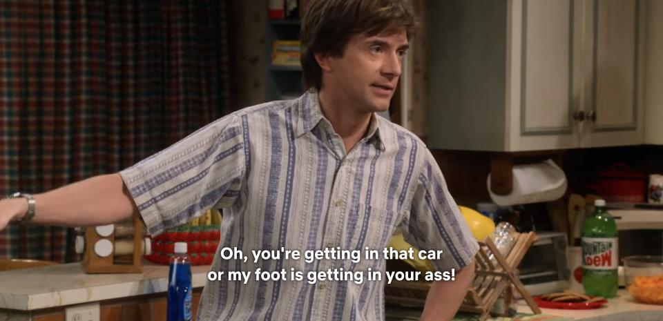 Topher Grace as Eric Forman on season one, episode one of "That '90s Show."
