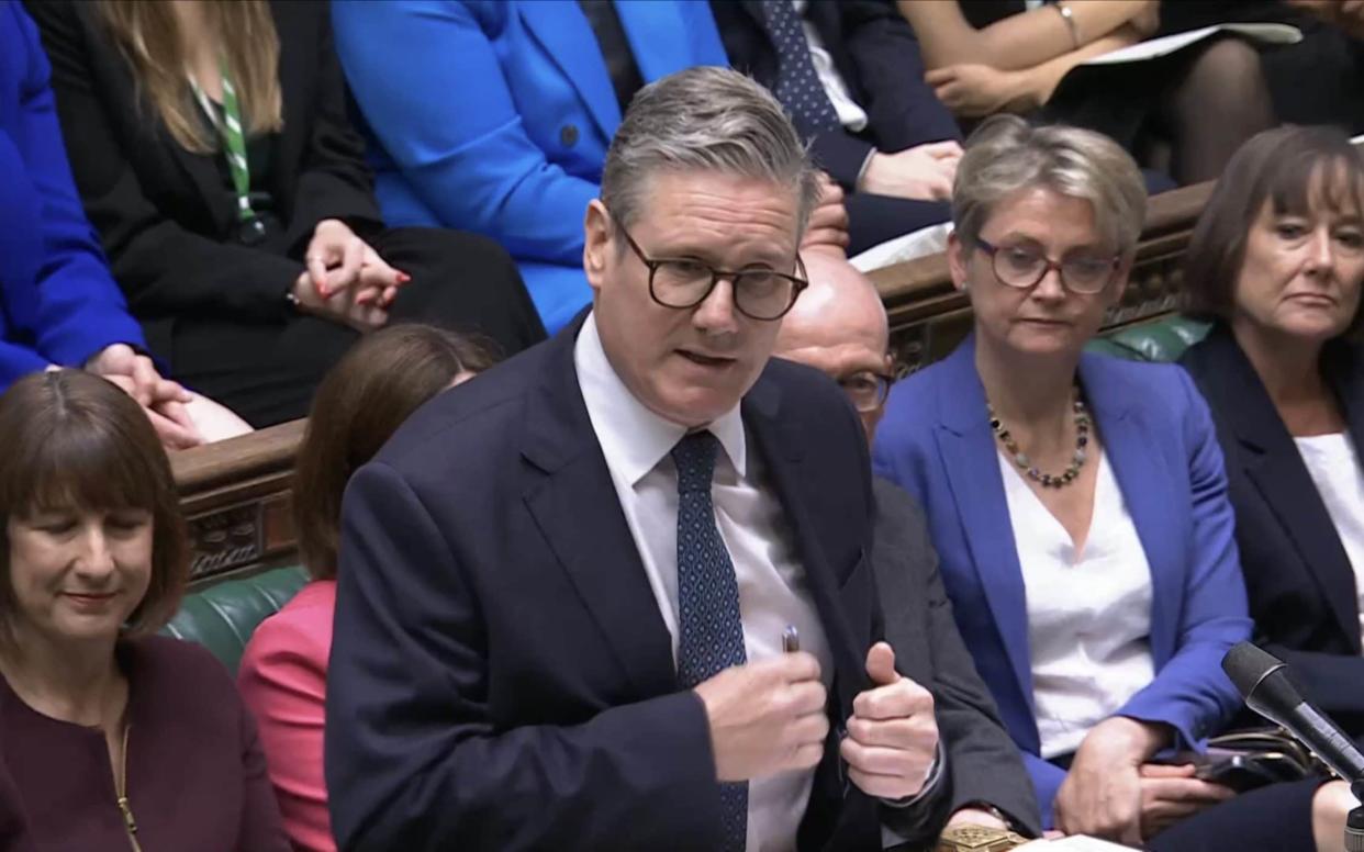 Sir Keir Starmer addresses the House of Commons during PMQs