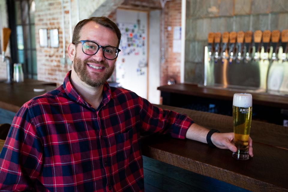 Sheldon Steen, head brewer of Amicus Brewing Ventures, located on South Gadsden Street, will hold a grand opening on Friday, Oct. 20, 2023.