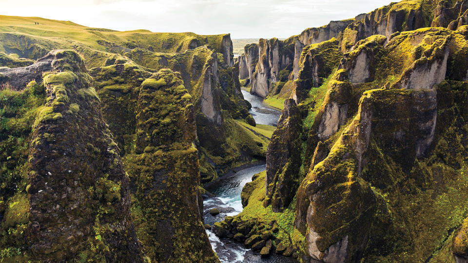 Sunrise landscape at Fjadrargljufur canyon in Iceland