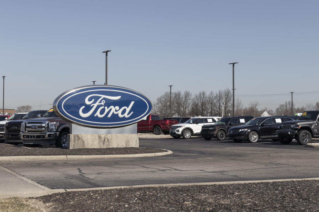 A Ford Motor Company logo outside a dealership. (AP)