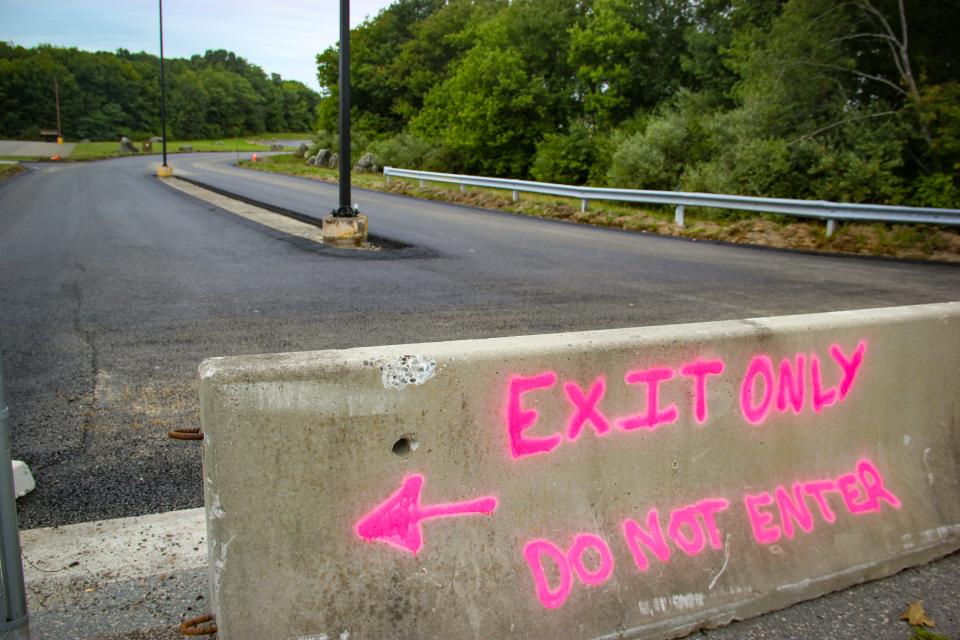 Though jersey barriers stop drivers from using it so far, the road that enters the former Swansea Mall has finally received a fresh coat of asphalt, on Sunday, Sept. 11, 2022.