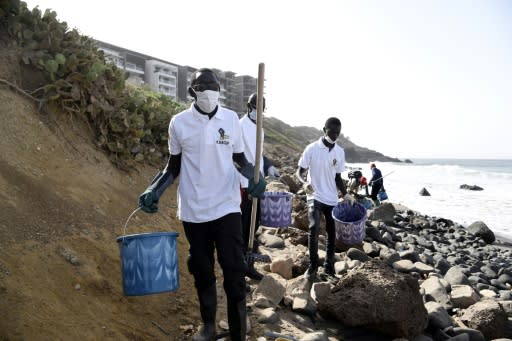 Volunteers wore protective gear