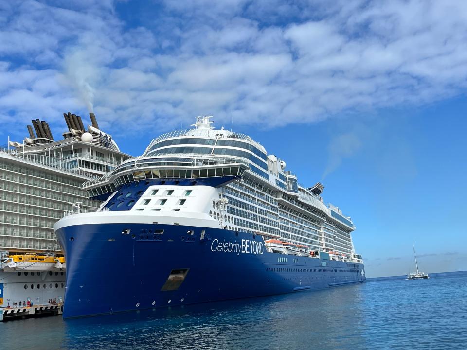 Cruise ship on water.