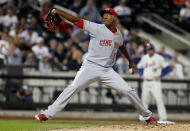 NEW YORK, NY - JUNE 16: Aroldis Chapman #54 of the Cincinnati Reds pitches in the ninth against the New York Mets at CitiField on June 16, 2012 in the Flushing neighborhood of the Queens borough of New York City. Reds defeated the Mets 4-1. (Photo by Mike Stobe/Getty Images)