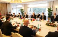 Turkish President Tayyip Erdogan and Ukraine's President Volodymyr Zelenskiy attend a meeting in Istanbul